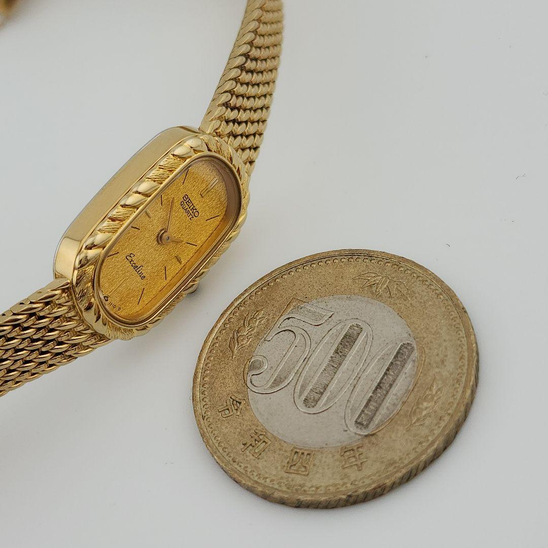 【稼働/新品電池】セイコー　エクセリーヌ　ブレスウォッチ　腕時計　ゴールド文字盤