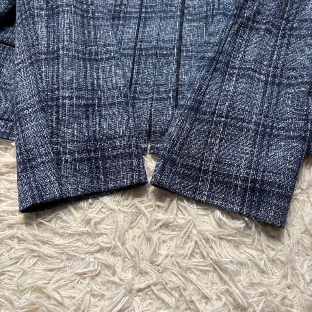 未使用級 22年♡レリアン プラスハウス ノーカラー ジャケット チェック 13