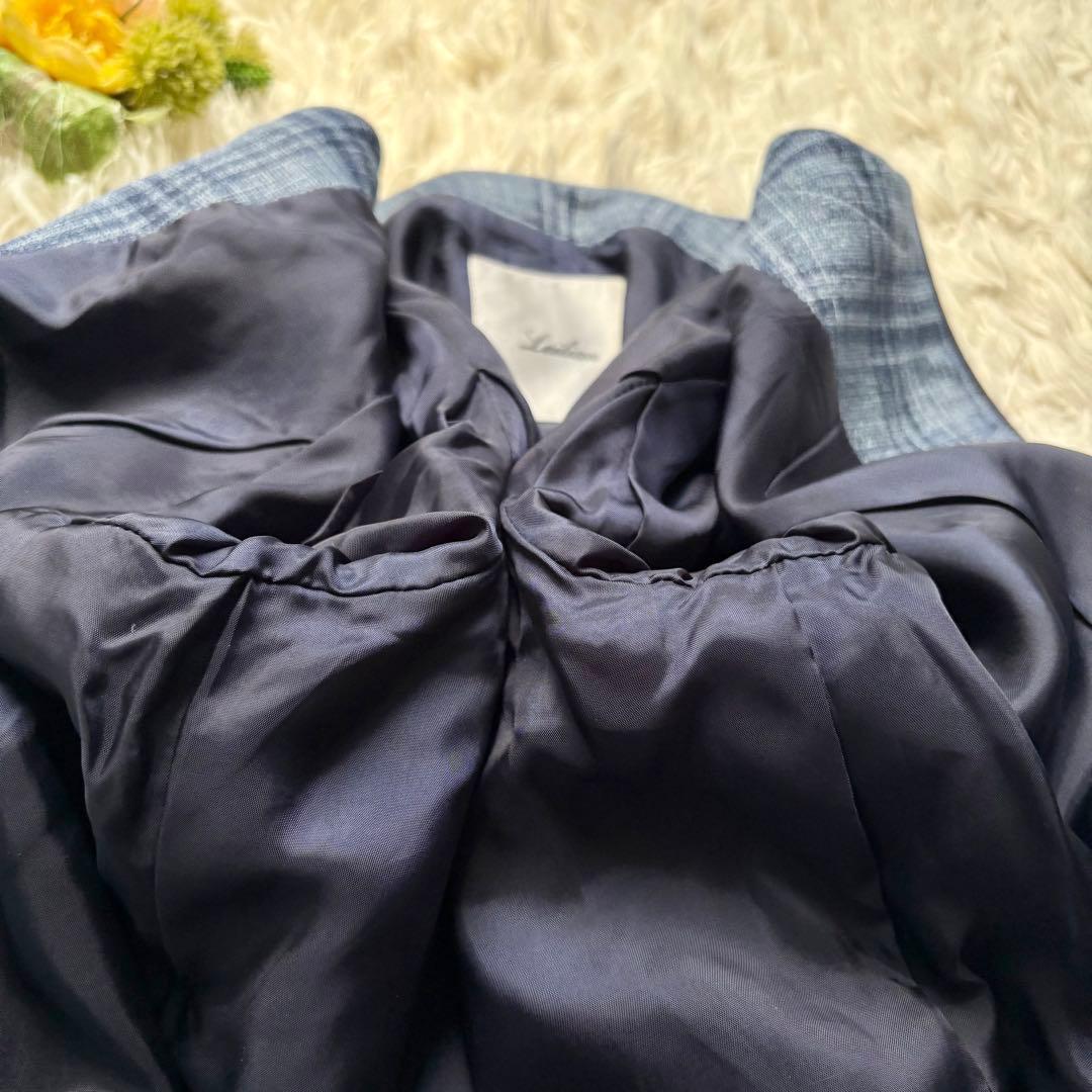 未使用級 22年♡レリアン プラスハウス ノーカラー ジャケット チェック 13