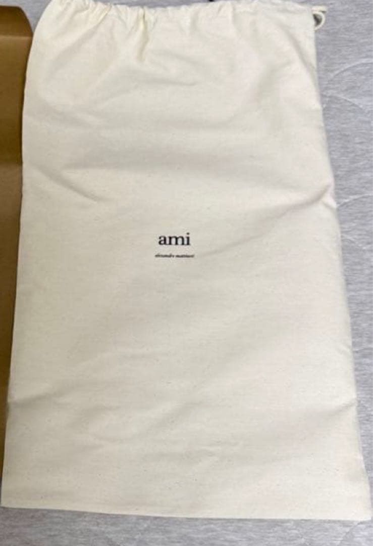 ami グレー ウール マフラー フリンジ付き