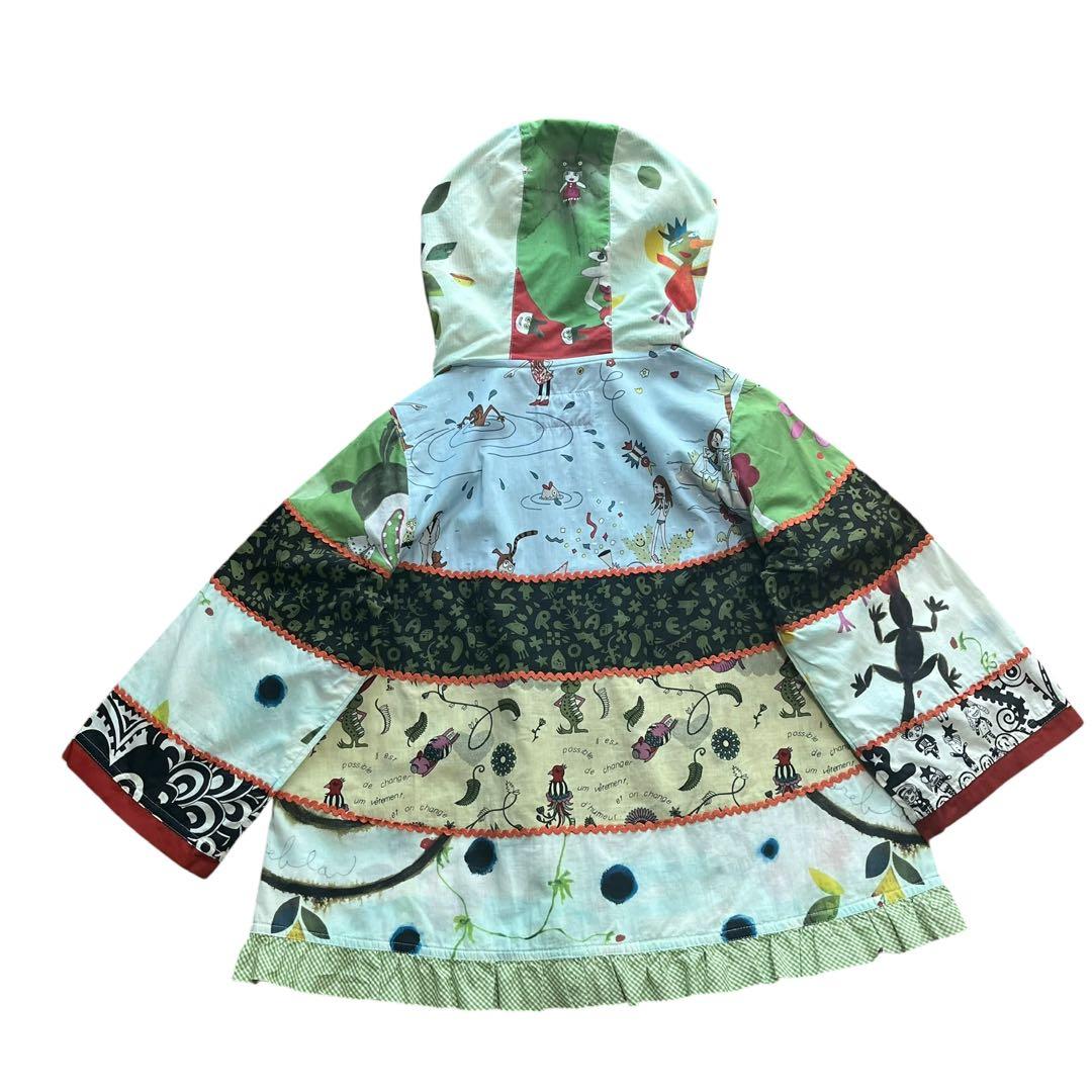 美品 アルベロベロ ぶたさん パーカー ブルゾン ビジュー　異素材 綿麻 七分袖