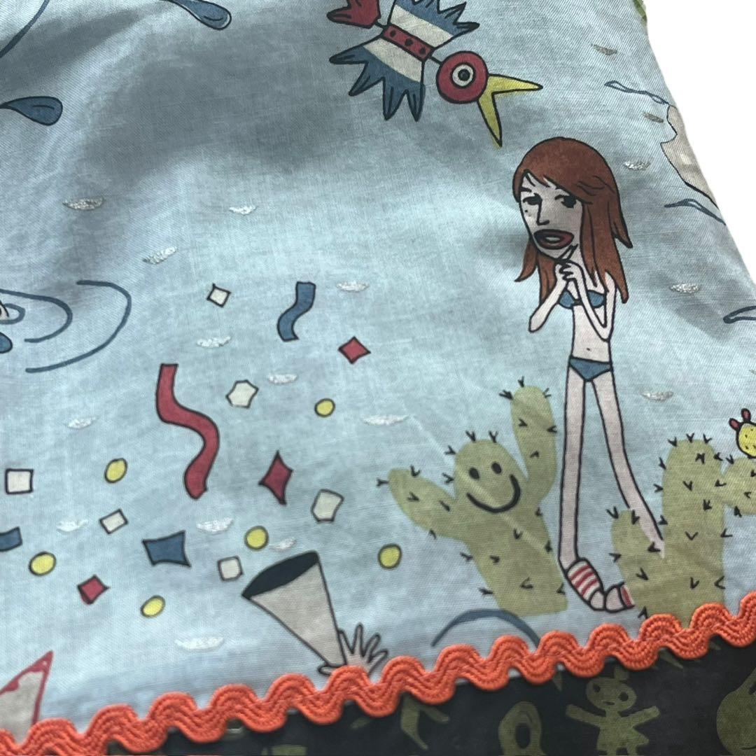 美品 アルベロベロ ぶたさん パーカー ブルゾン ビジュー　異素材 綿麻 七分袖