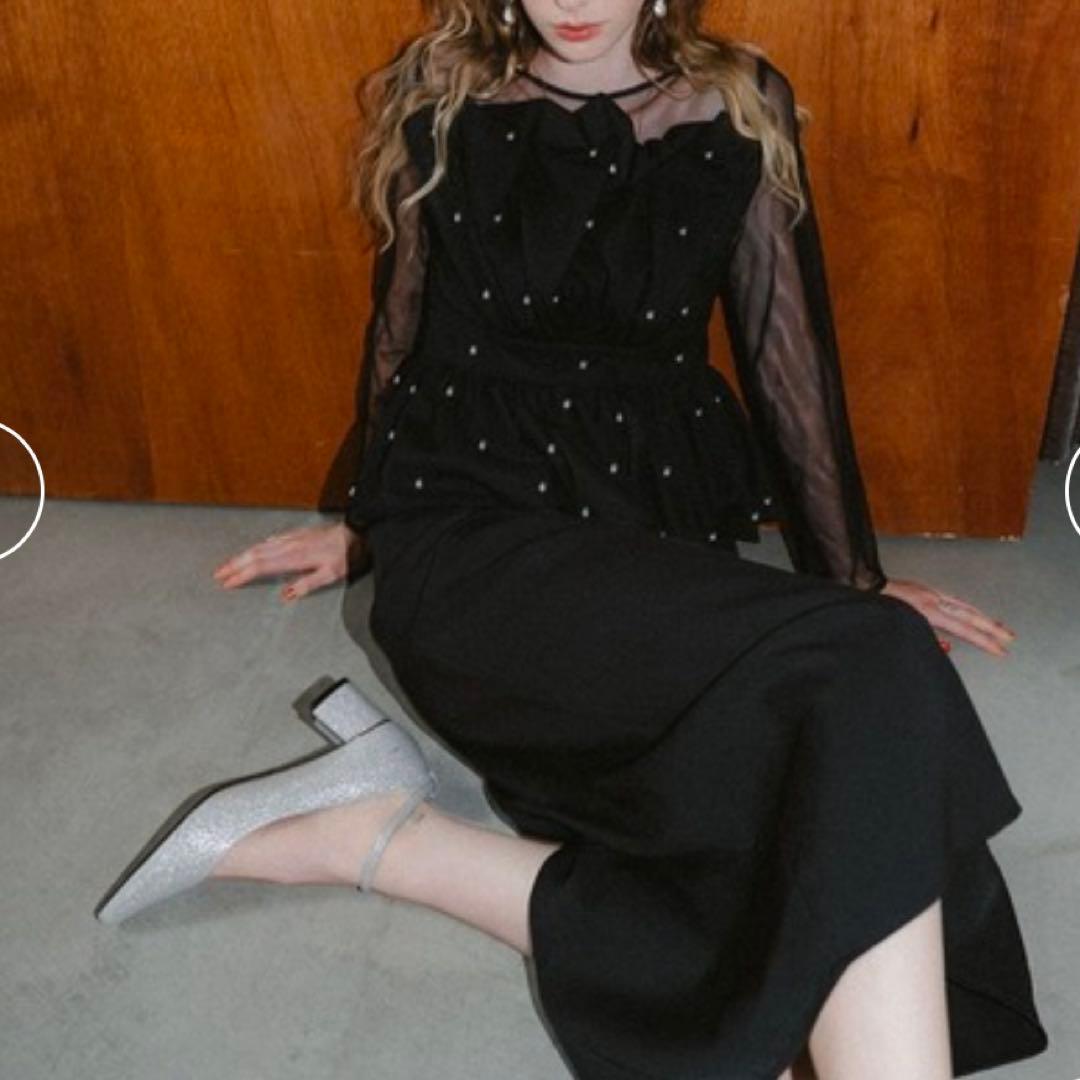 訳あり　et.UNiVER Eclipse dress ペプラム　ドレス　M