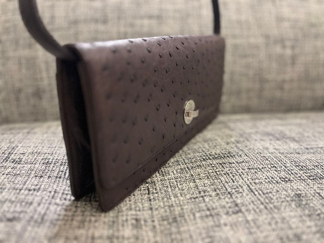 未使用希少 ブルガリ BVLGARI オーストリッチ クラッチバッグ ショルダー