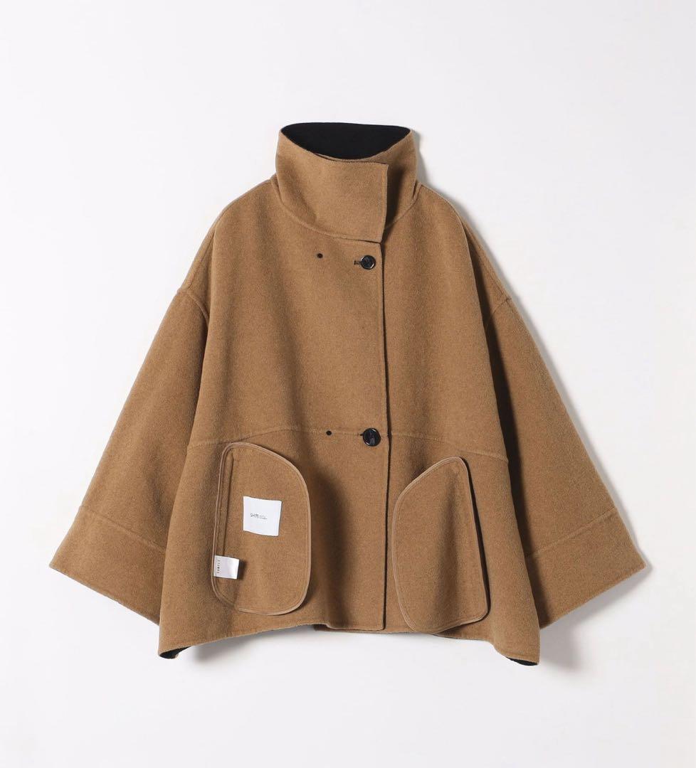 SHIPS any: リバー スタンドカラー ポンチョ ショート コート