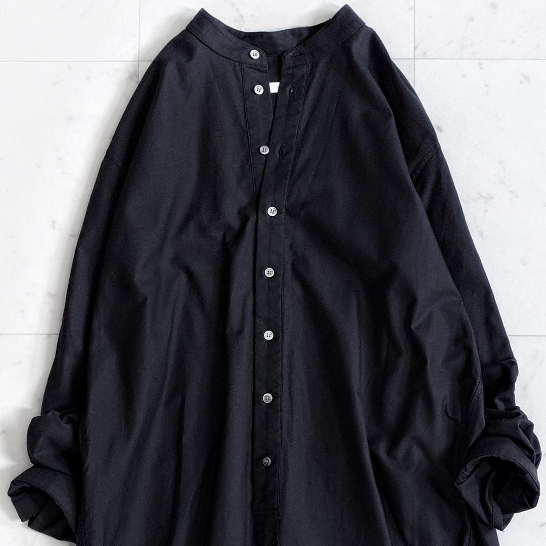 美品✨ギャルリーヴィー プレミアムオックス バンドカラーシャツワンピース 黒