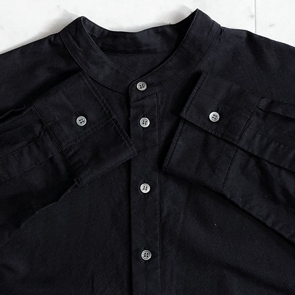 美品✨ギャルリーヴィー プレミアムオックス バンドカラーシャツワンピース 黒