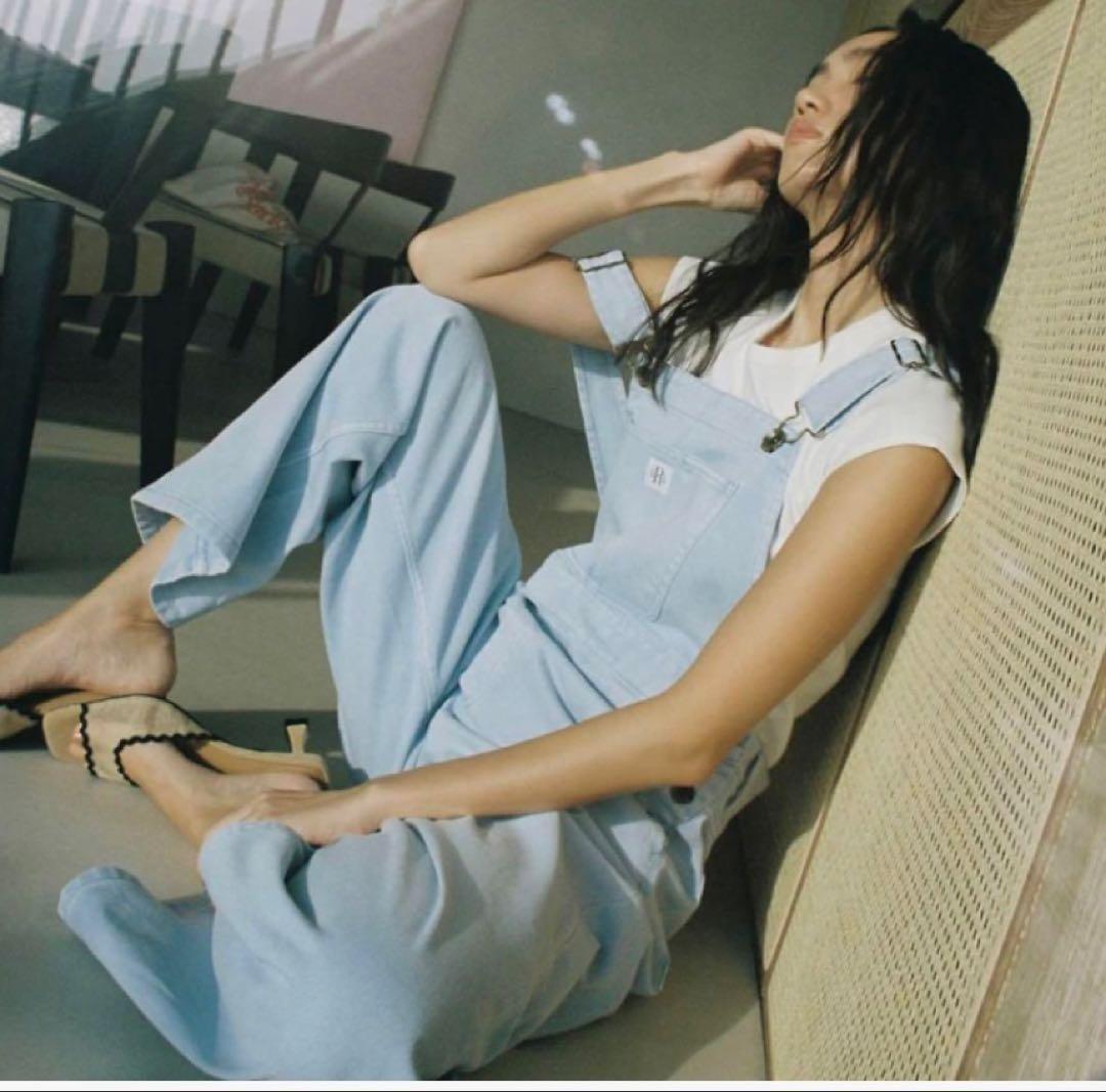 sea room lynnサルファーダイstraightデニムサロペットSサイズ