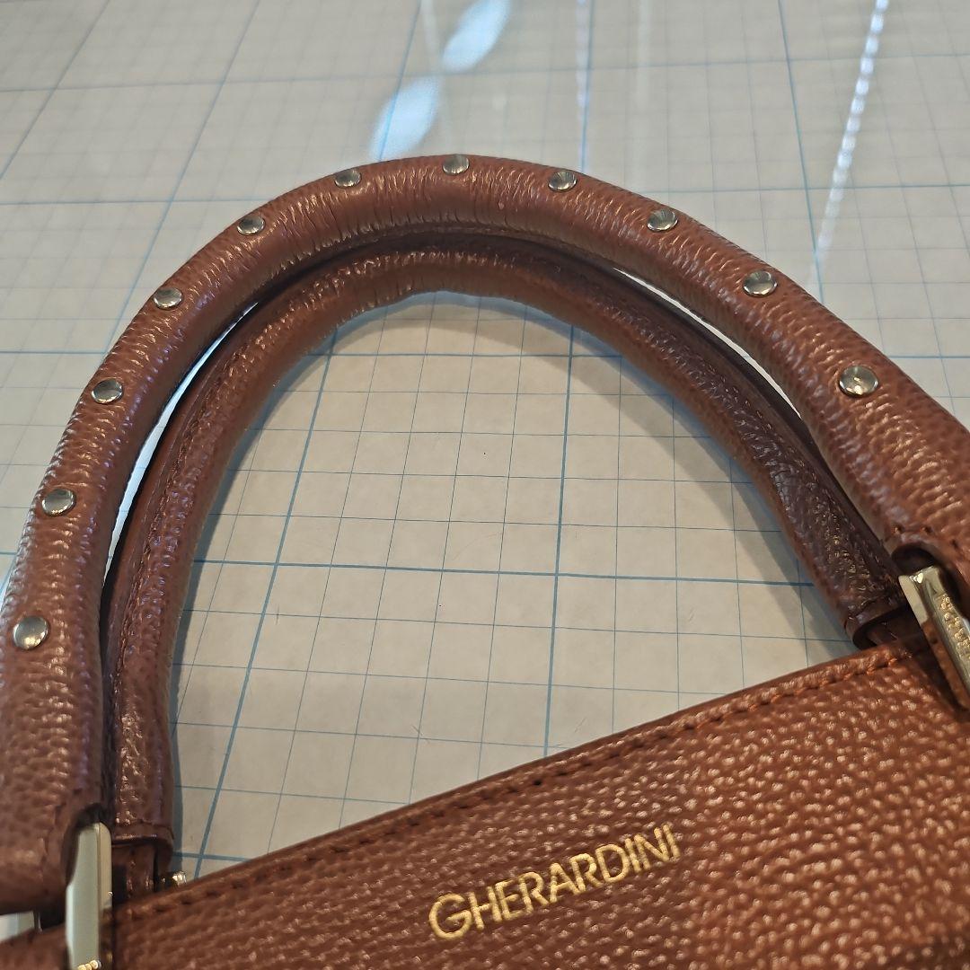 極美品 GHERARDINI ソフティ トートバッグ スタッズ　レザー　ブラウン