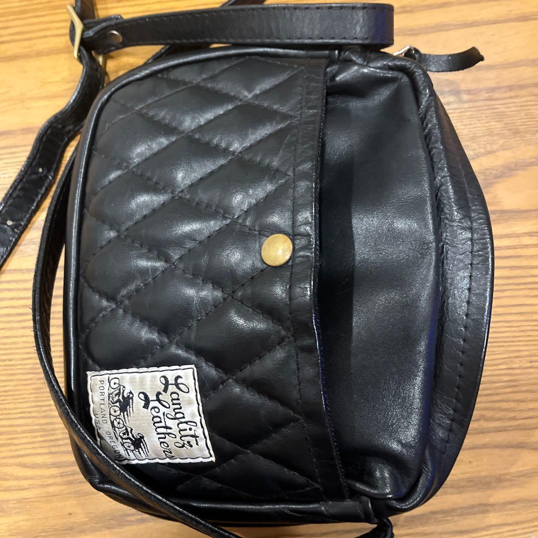 Langlitz Leathers ブラックキルティングバッグ　　　　ガンパース