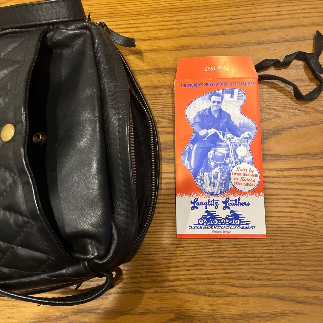 Langlitz Leathers ブラックキルティングバッグ　　　　ガンパース
