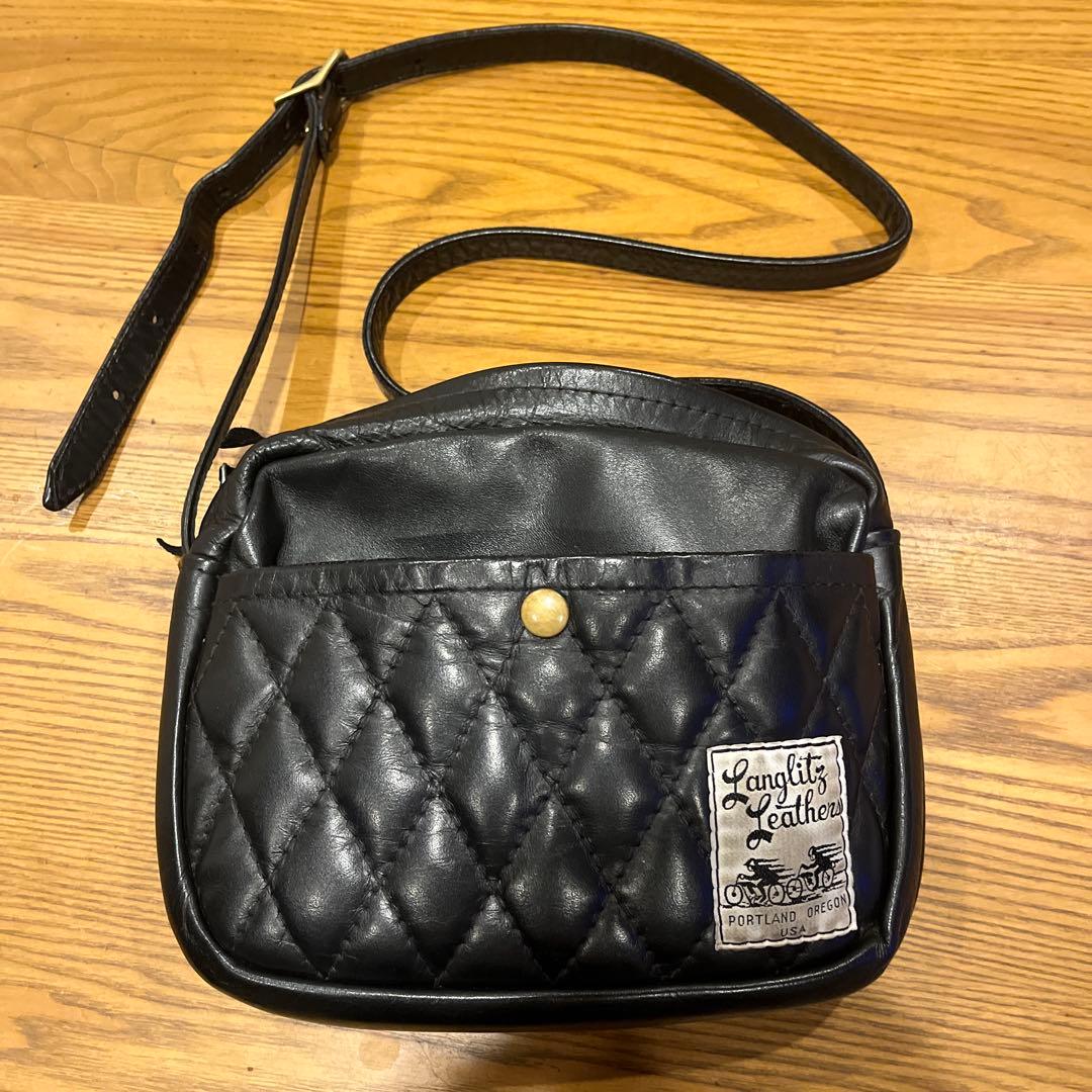 Langlitz Leathers ブラックキルティングバッグ　　　　ガンパース