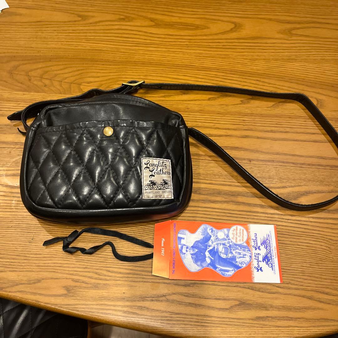 Langlitz Leathers ブラックキルティングバッグ　　　　ガンパース