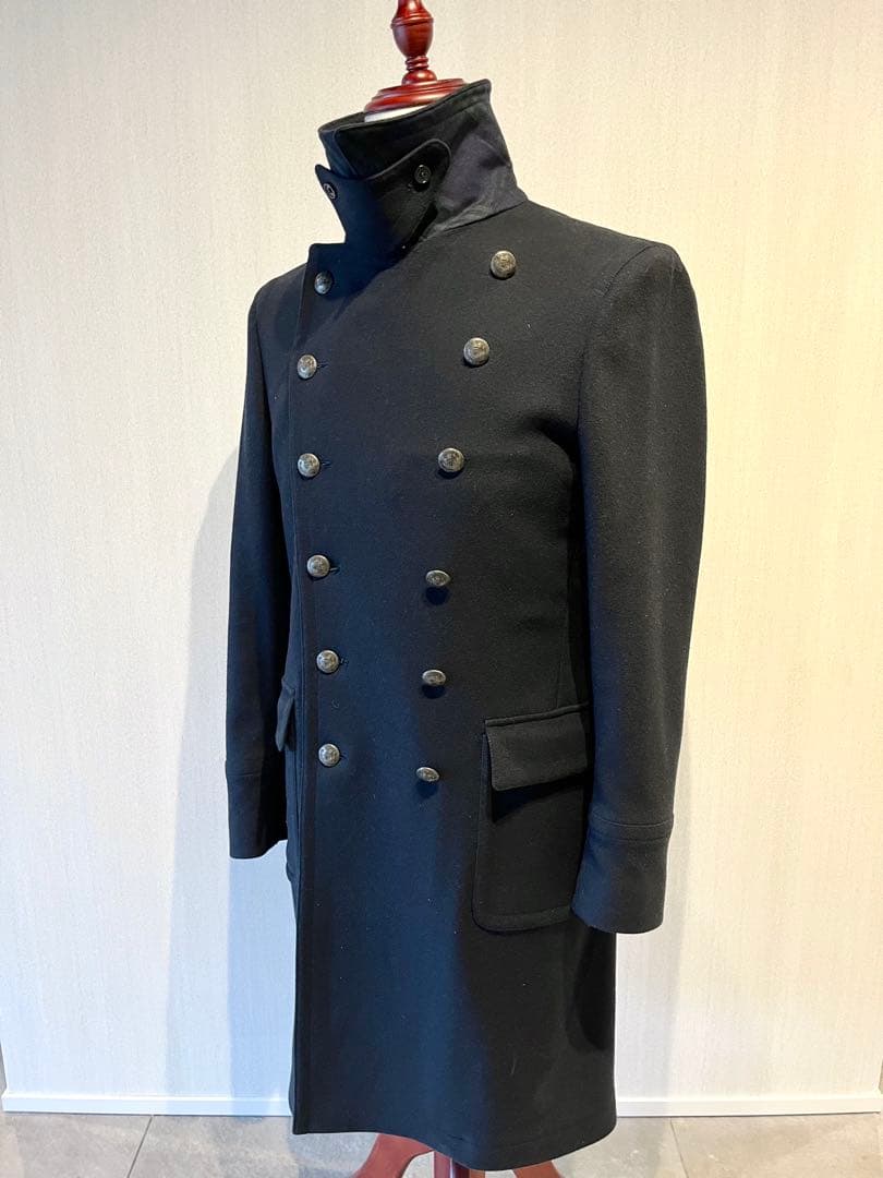 RODA ロダ ロングコート 46 ダブルブレスト ネイビー イタリア製 ウール