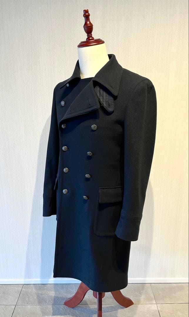RODA ロダ ロングコート 46 ダブルブレスト ネイビー イタリア製 ウール