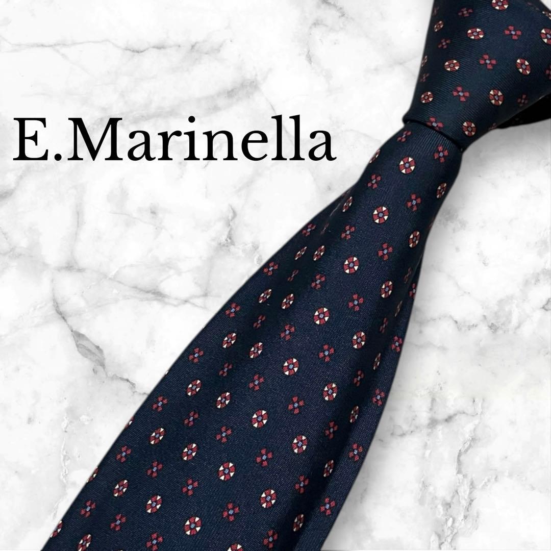 E.Marinella マリネッラ　ネクタイ　小紋柄　ネイビー　紺