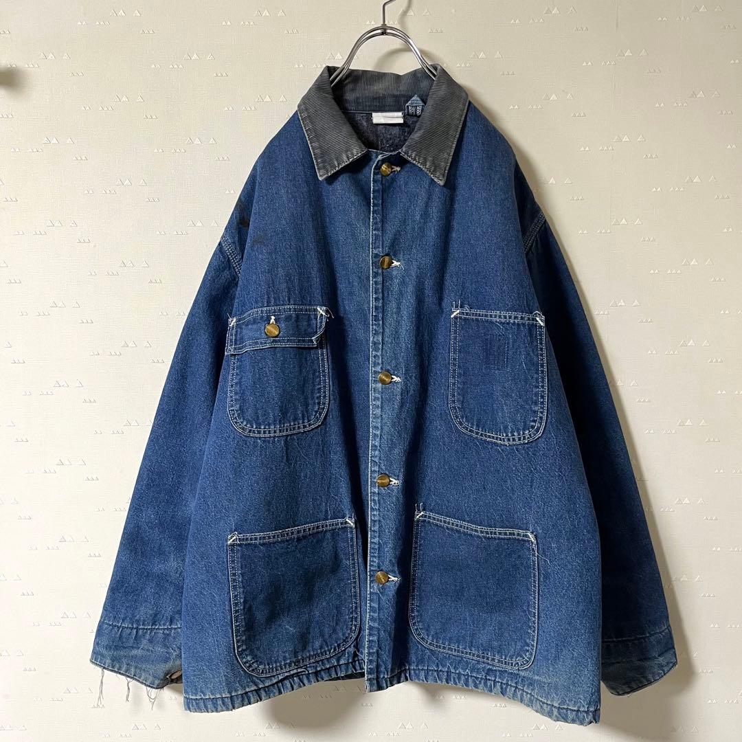 USA製 古着 90's カーハート デニム カバーオール 鬼フェード 雰囲気◎