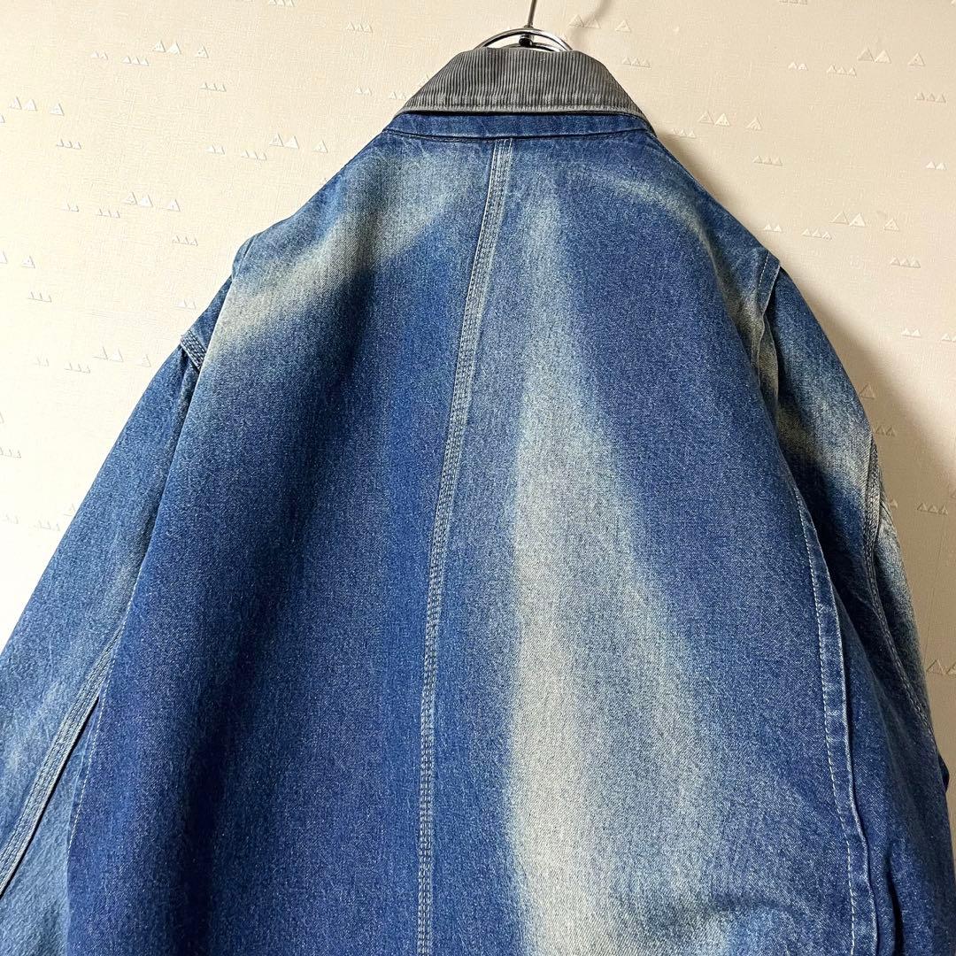 USA製 古着 90's カーハート デニム カバーオール 鬼フェード 雰囲気◎