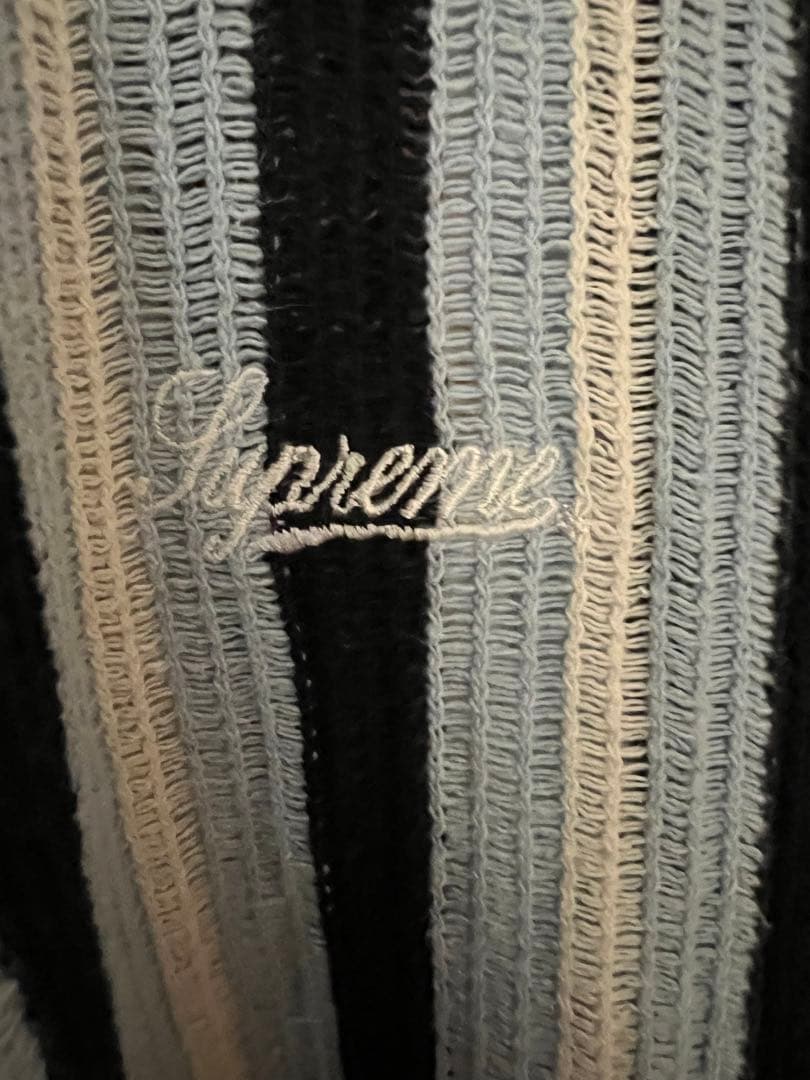 トップス Supreme Open Knit Stripe Zip Polo \"Navy\"