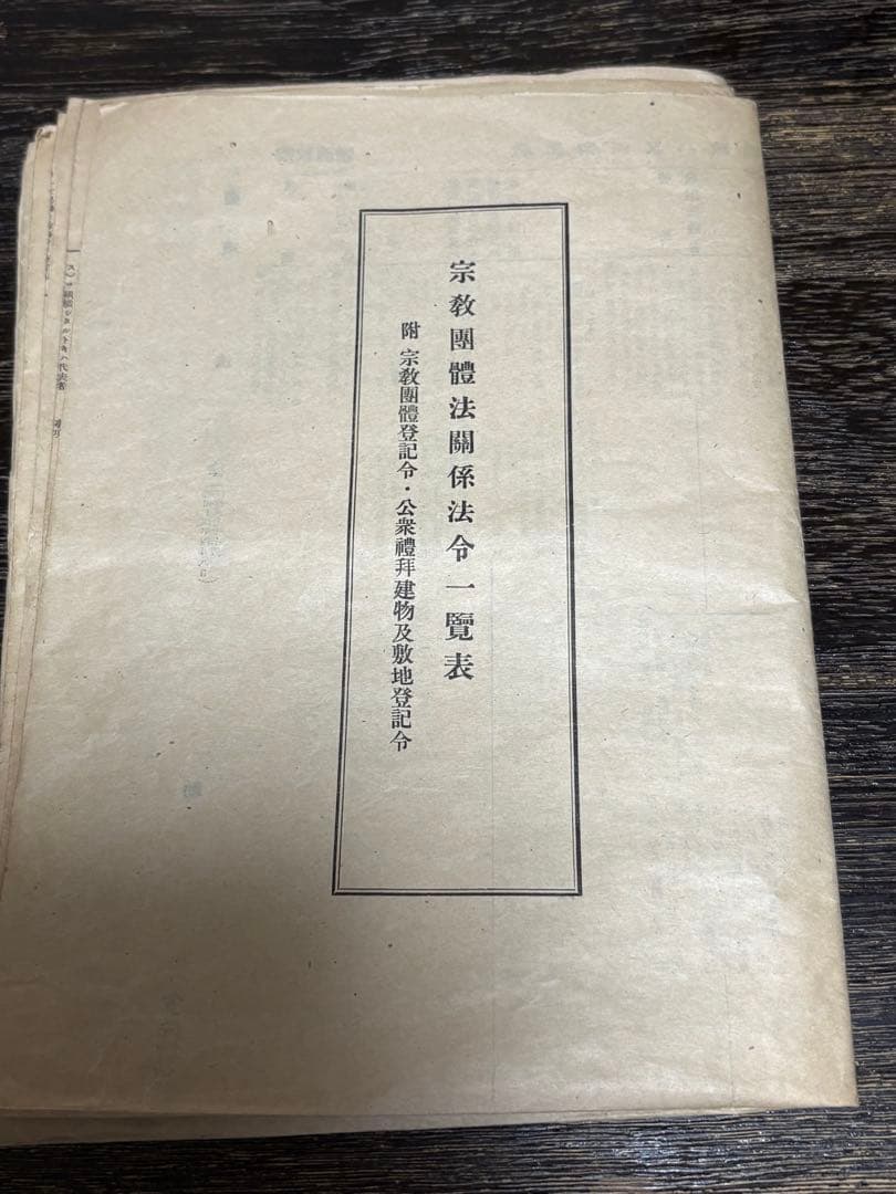 【戦時中昭和￼15年】宗教団体法関係法令一覧表