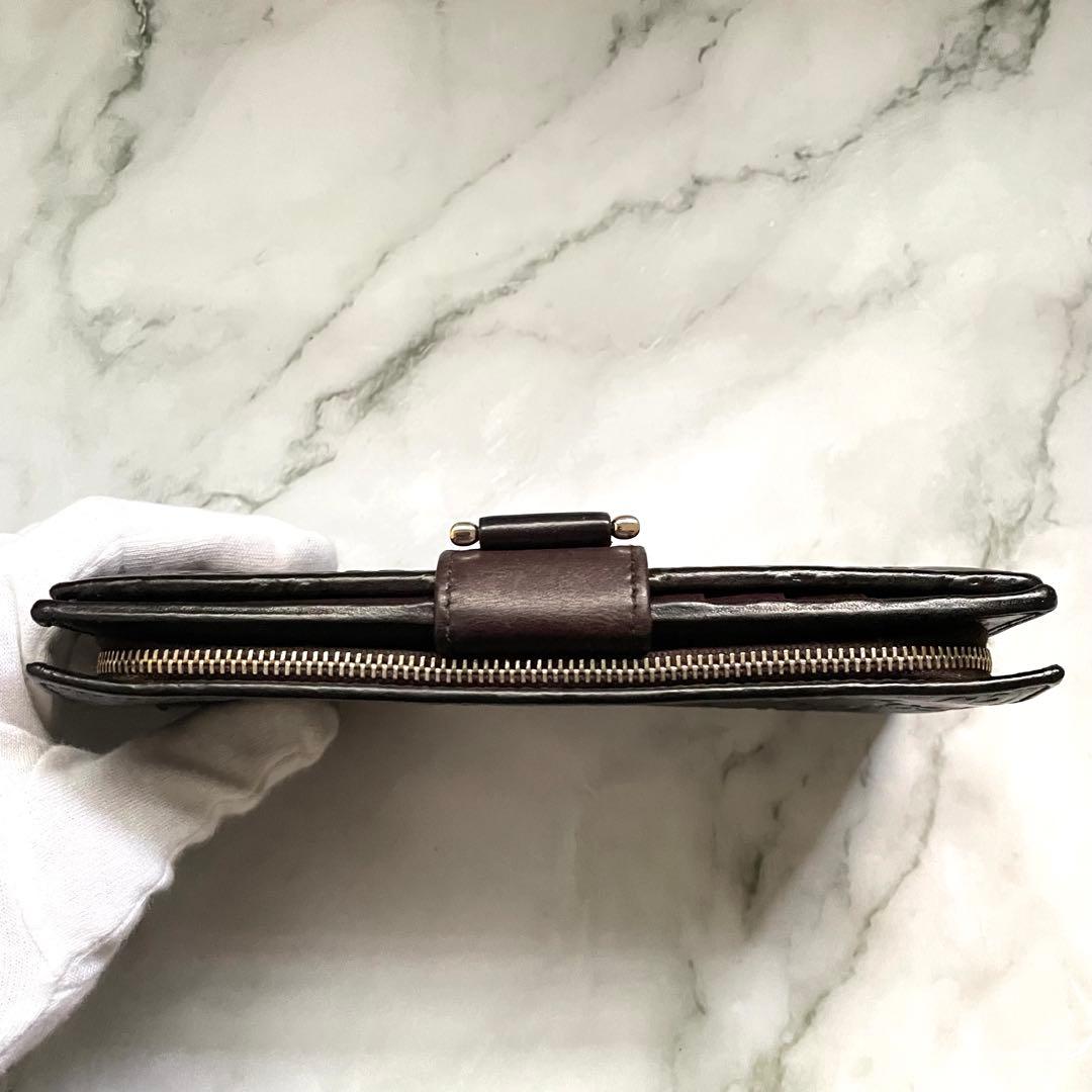 GUCCI グッチ　シマレザー 長財布 アビー　ゴールド金具　0113-⑨