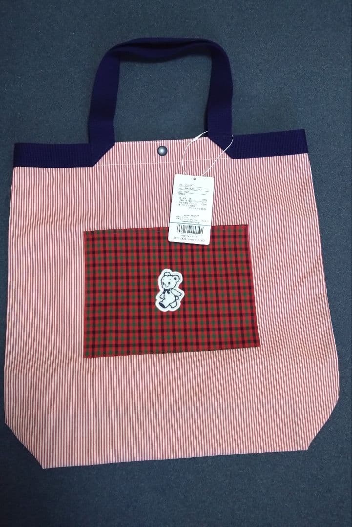 ファミリア　みらい百貨店　トートバッグ　赤チェック