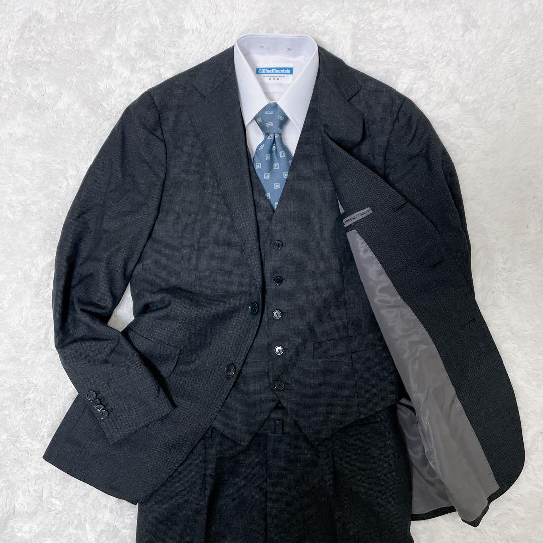 beams f ビームスエフ スーツ 3ピース ダークグレー 段返り スリム