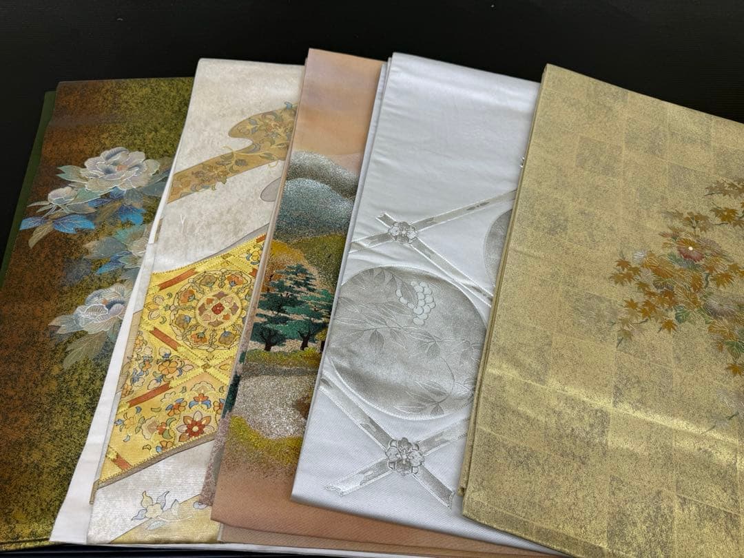 222)着物　袋帯　5点セット　太鼓柄　正絹　全て着用可能品