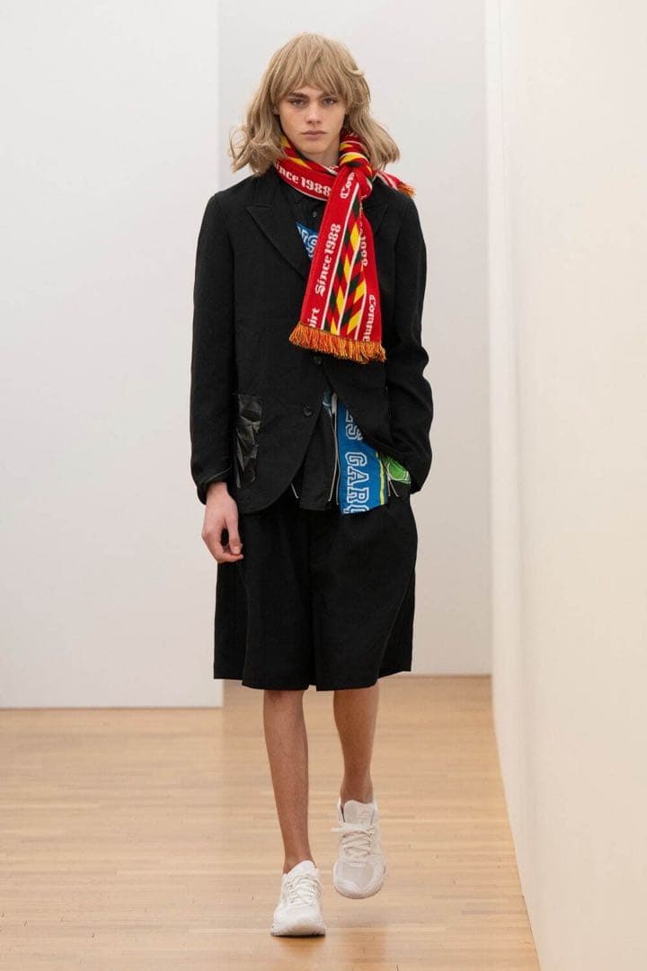 コムデギャルソンシャツ　マフラー　サッカー　青 古着