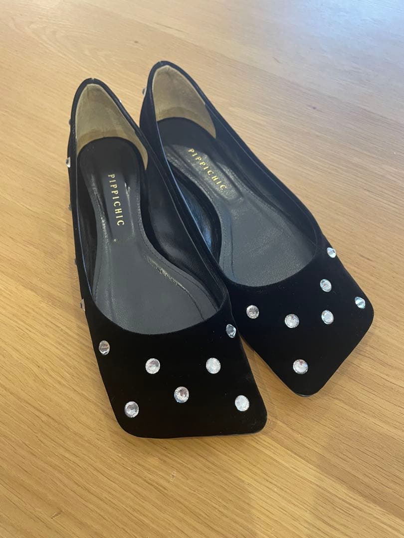 PIPPICHIC ピッピシック ベルベットフラットシューズ