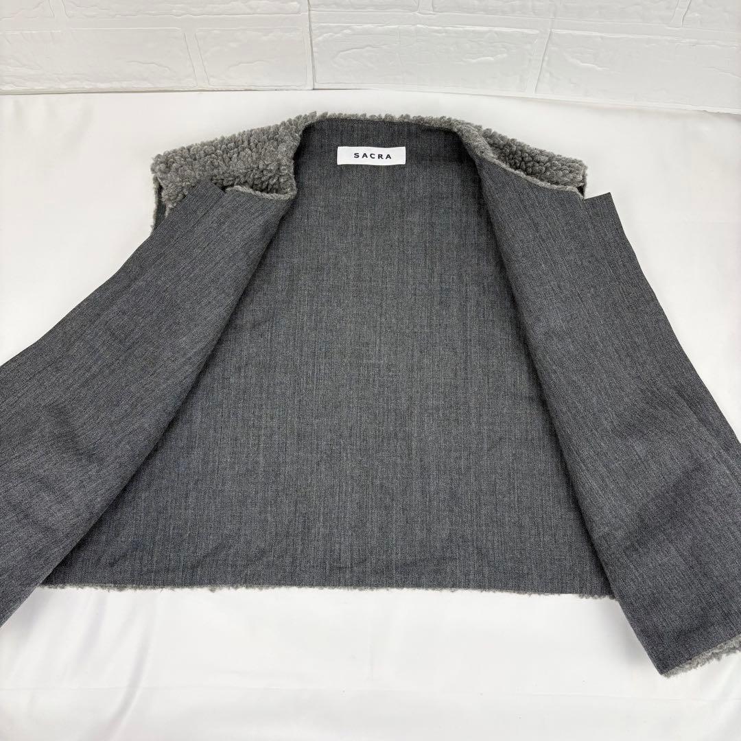 SACRA サクラ プードルファー ショートジレ ベスト ボアベスト グレー