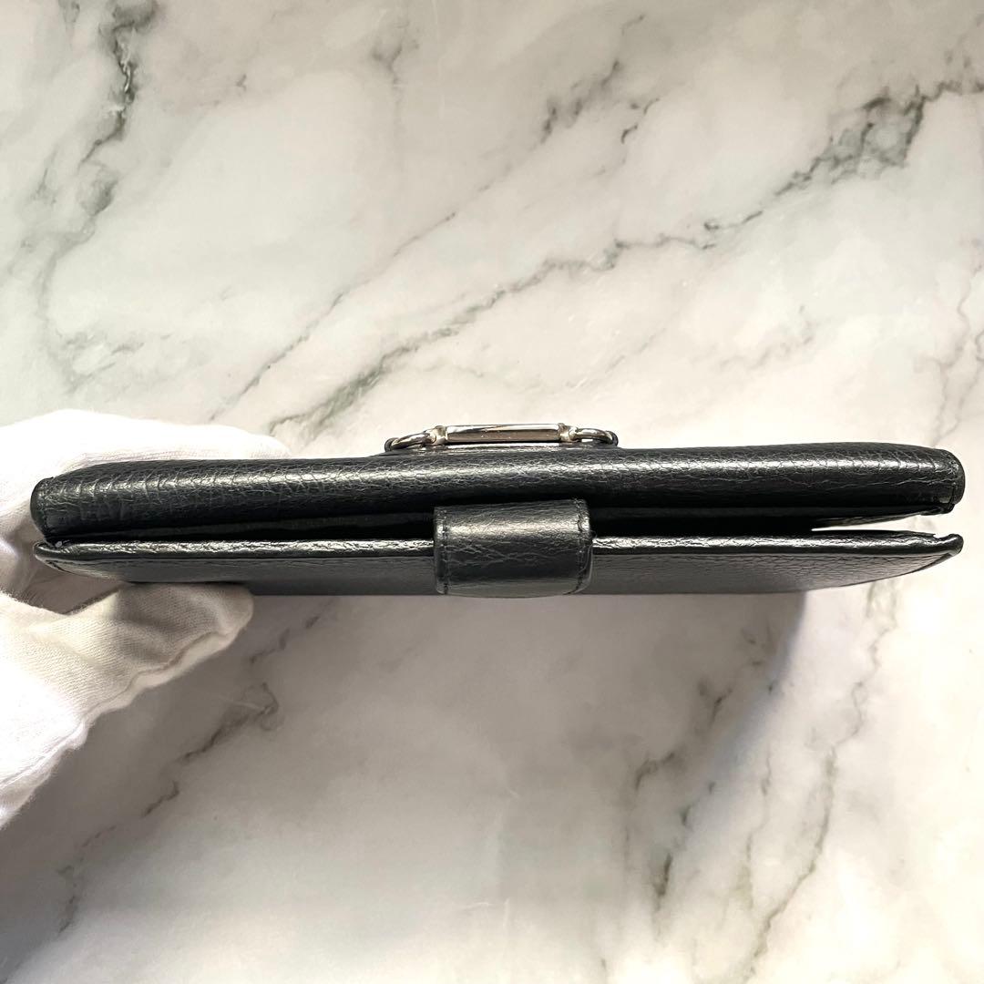 GUCCI グッチ　ブラックレザー 長財布 シルバー金具　極美品　1010-②