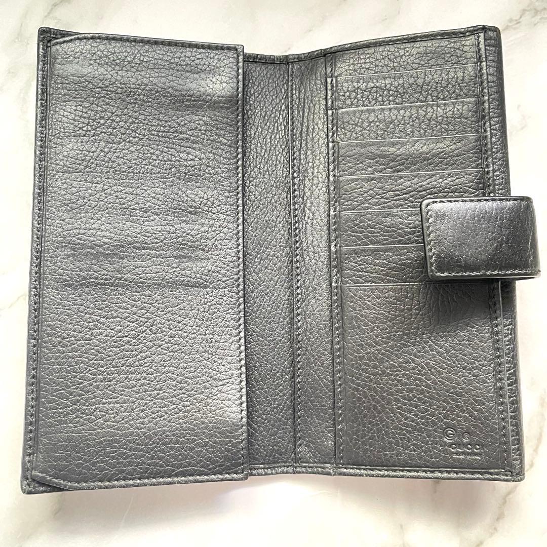 GUCCI グッチ　ブラックレザー 長財布 シルバー金具　極美品　1010-②