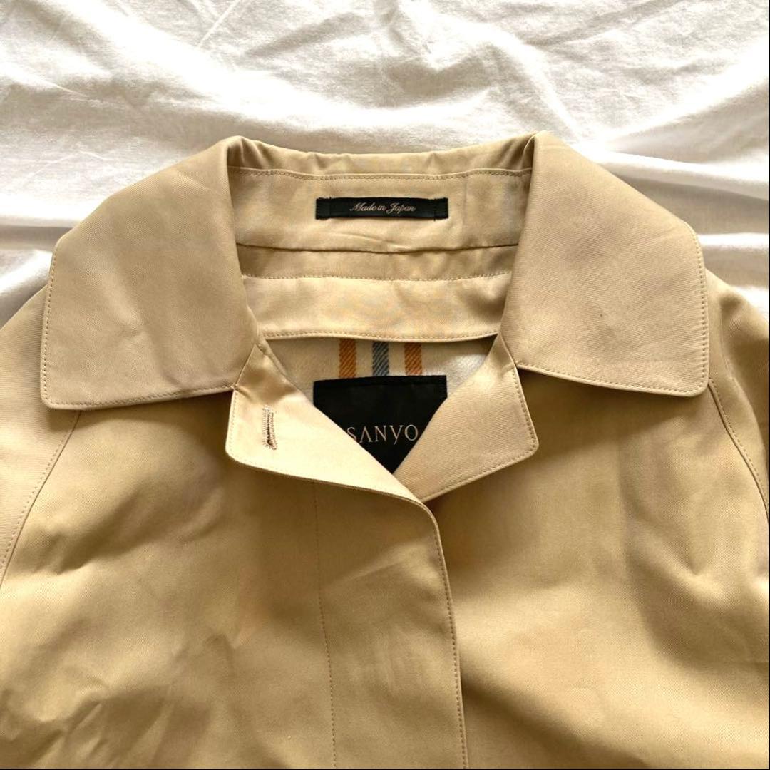 美品　SANYO　ステンカラーコート　100年コート　ライナー付　36　日本製