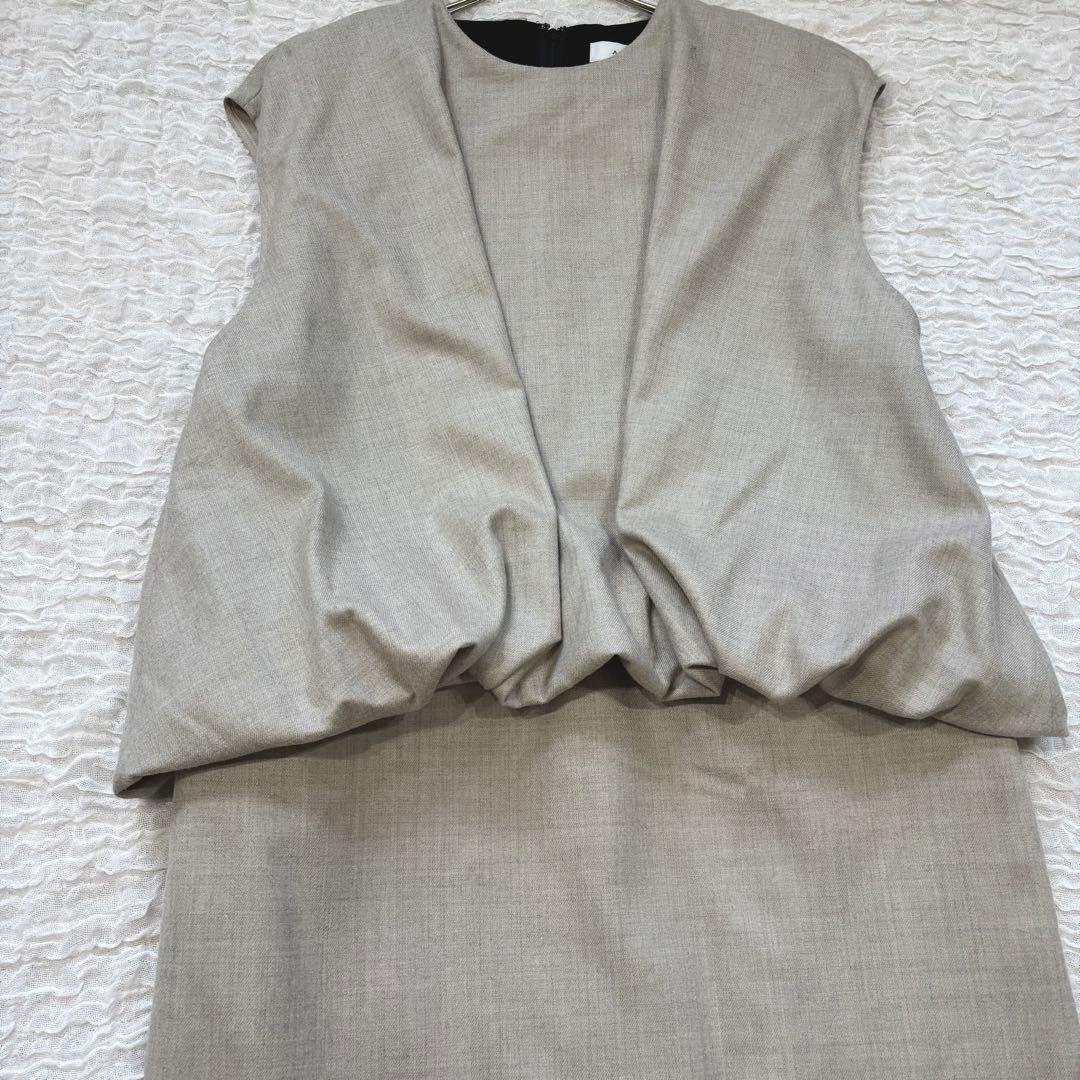 【ADORE】アドーア ハイカウントフラノワンピース ベージュ M