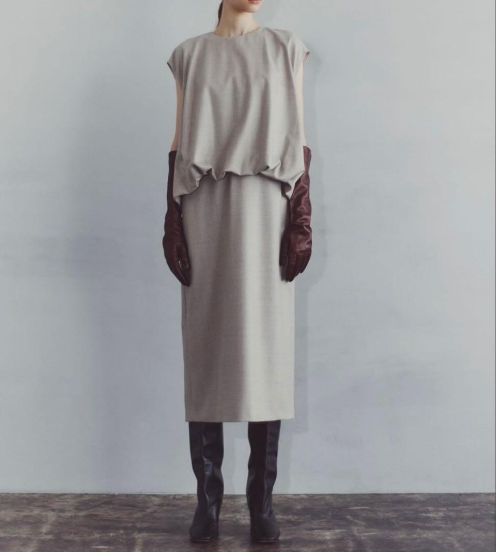 【ADORE】アドーア ハイカウントフラノワンピース ベージュ M