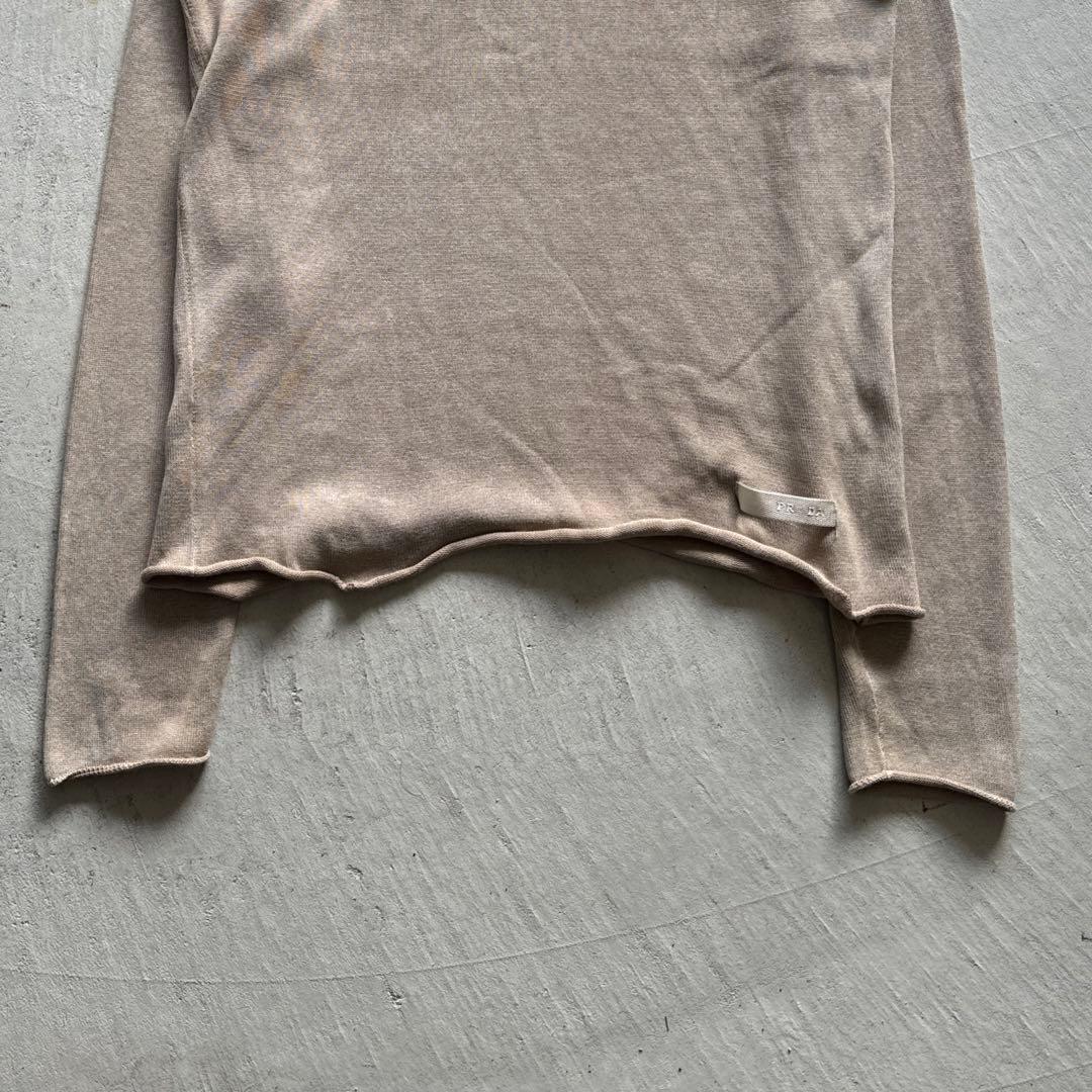 00s prada beige l/s ニット ロンt ベージュ 切りっぱなし