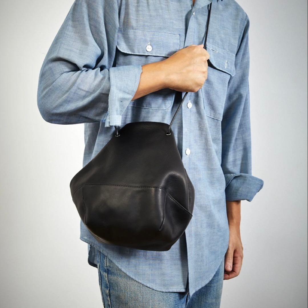 極美品✨【ミスターオリーブ】ウォッシャブルレザー巾着バッグ【ユニセックス】