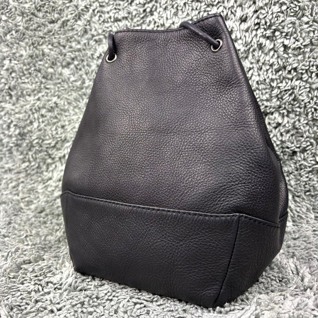 極美品✨【ミスターオリーブ】ウォッシャブルレザー巾着バッグ【ユニセックス】