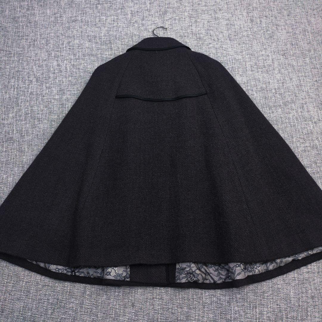 レリアン　裏地花柄　ウールポンチョ　M〜L相当　日本製