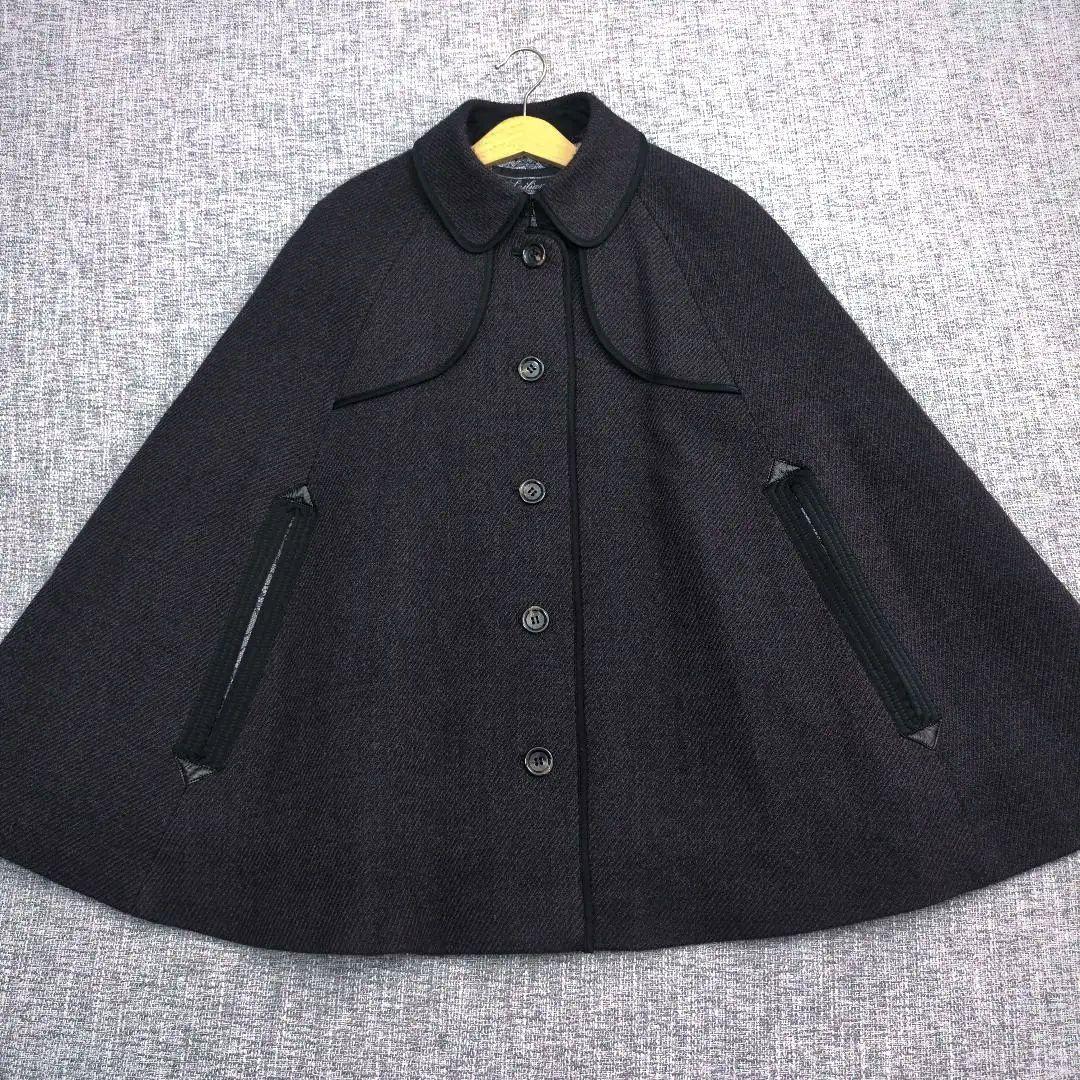 レリアン　裏地花柄　ウールポンチョ　M〜L相当　日本製