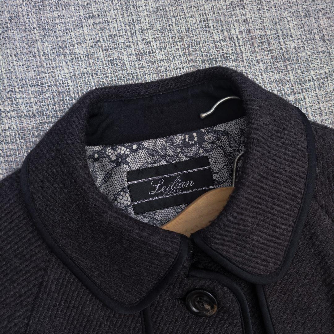 レリアン　裏地花柄　ウールポンチョ　M〜L相当　日本製