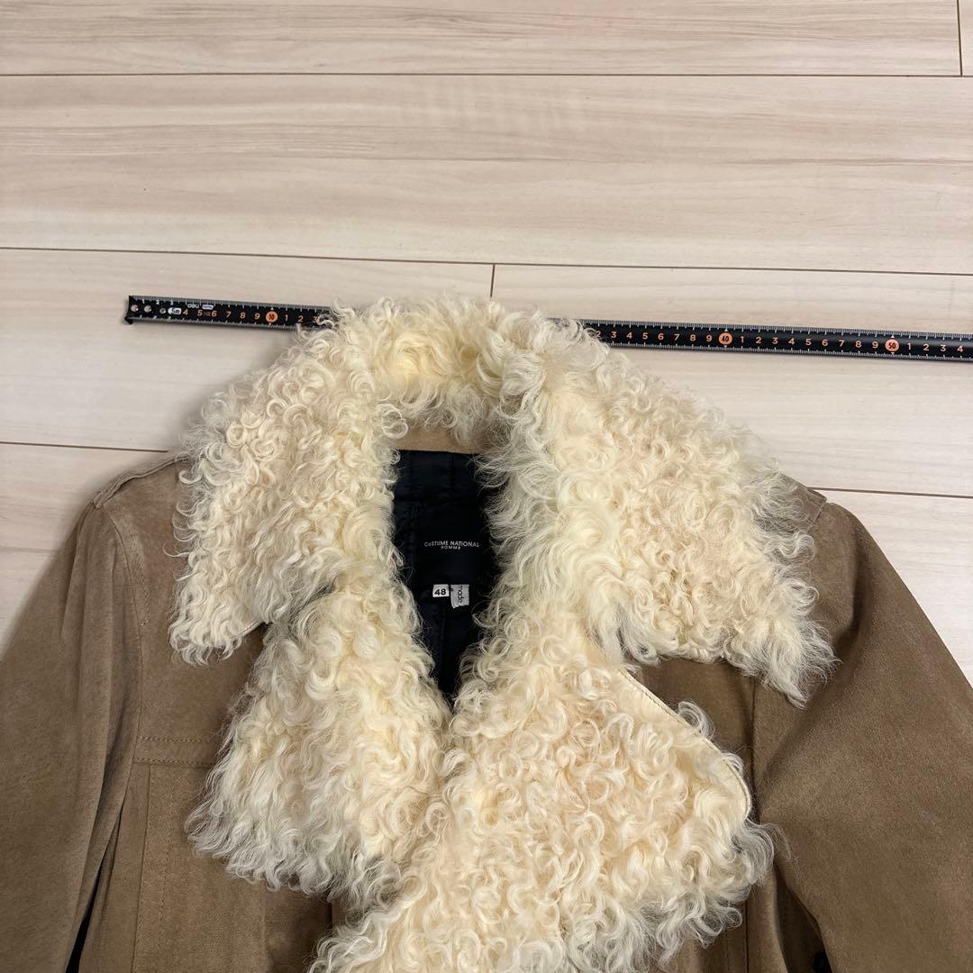 コスチュームナショナルオムスウェードリアルレザートレンチコート ファー付き