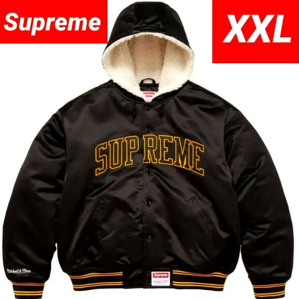 ⭕シュプリーム ❌ ミッチェル&ネス ヴァーシティージャケット ブラック XXL