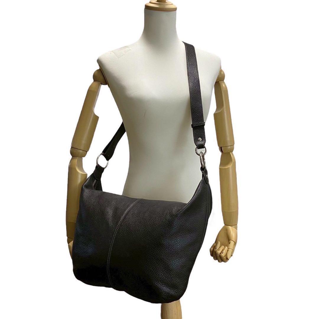 FURLA フルラ ショルダーバッグ オールレザー シボ革 ブラック 斜めがけ