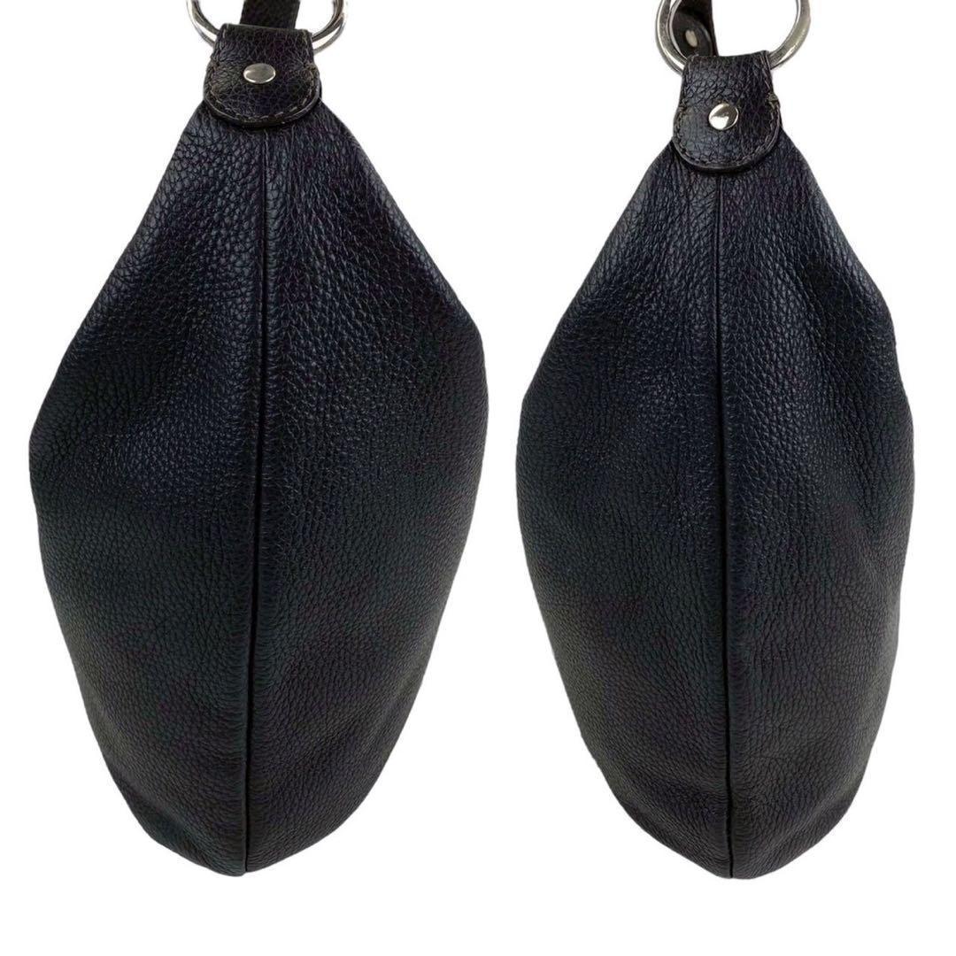 FURLA フルラ ショルダーバッグ オールレザー シボ革 ブラック 斜めがけ