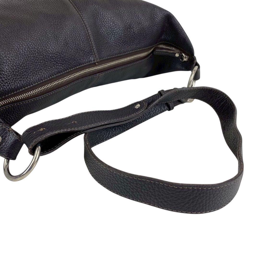 FURLA フルラ ショルダーバッグ オールレザー シボ革 ブラック 斜めがけ