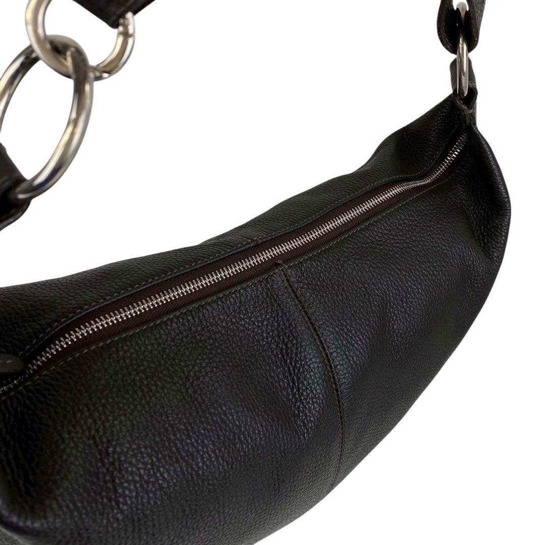 FURLA フルラ ショルダーバッグ オールレザー シボ革 ブラック 斜めがけ