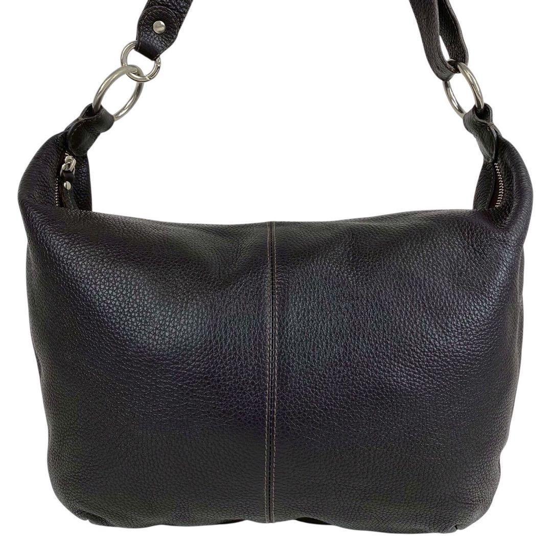 FURLA フルラ ショルダーバッグ オールレザー シボ革 ブラック 斜めがけ