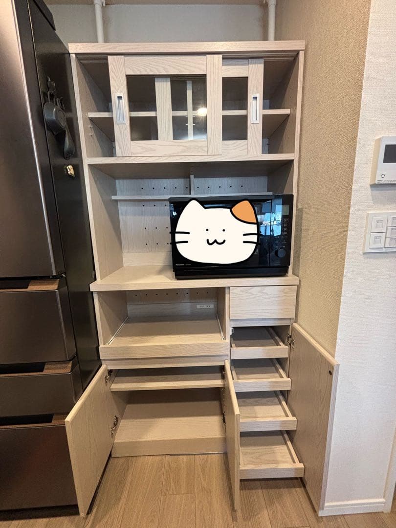 【のなか】LOWYA ロウヤ 食器棚 ホワイトウォッシュ　幅90cm